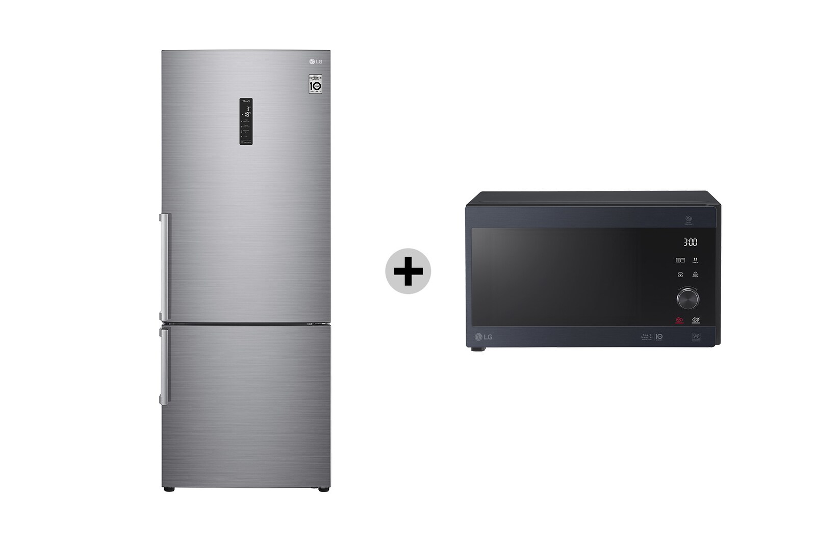 LG Offerta Kit Esclusivo: Frigorifero combinato 70cm Classe E, 462L + Microonde NeoChef 25 litri, potenza 1000W, GBB567PZCMB.MH6565